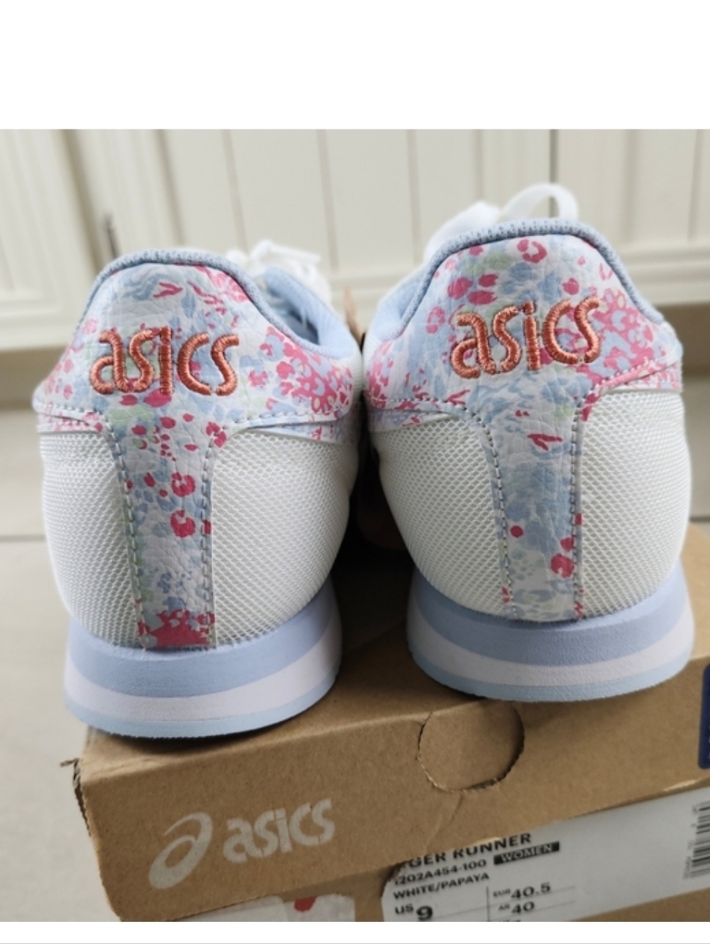 ASICS Women's Ortholite Tiger Runners White Papaya Pink Blue Athletic sneakers 9 - Picture 10 of 17